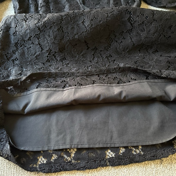 WAYF Black Lace Long Sleeve Deep V Floral Lace Mini Dress Size S - Picture 14 of 16